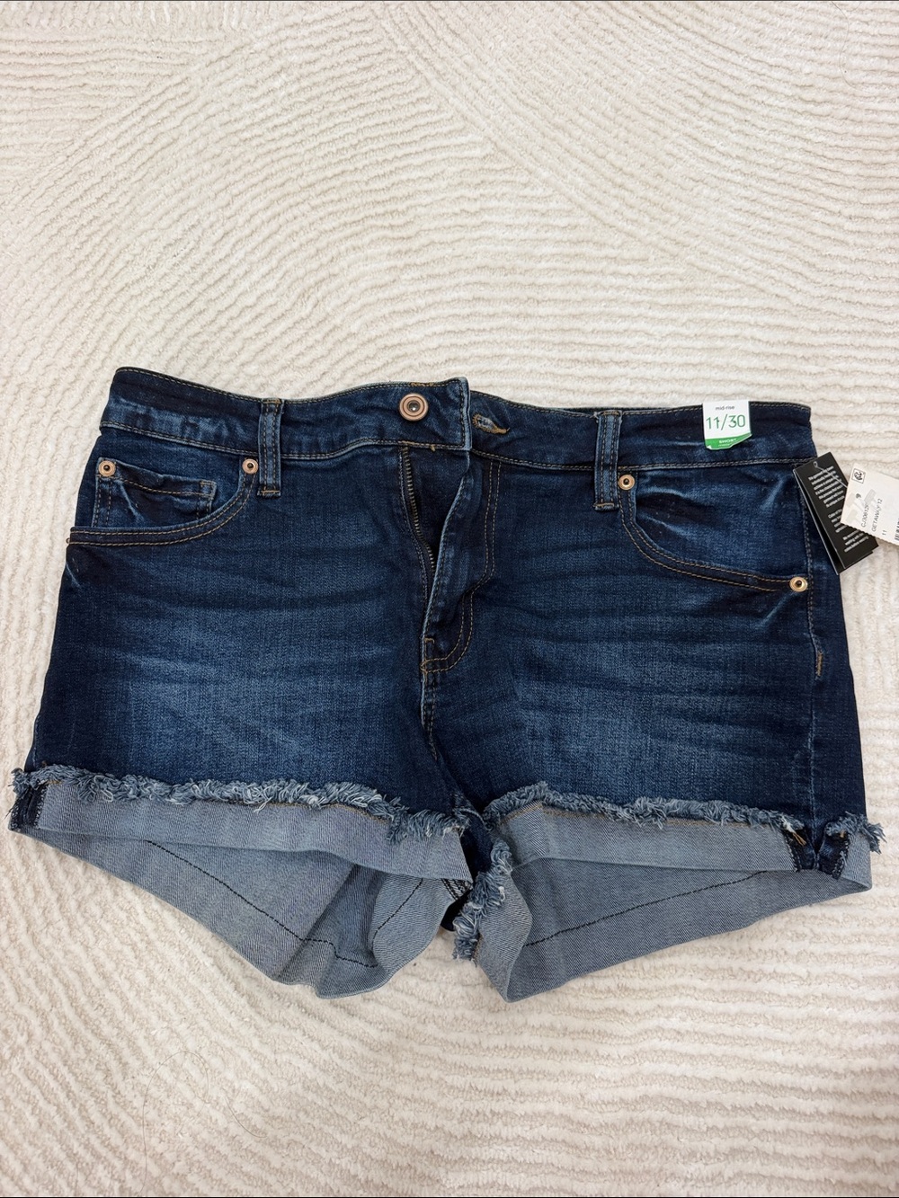 Celebrity Pink Dark Blue Denim Frayed Hem Shorts
